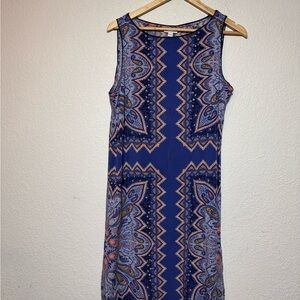 J. Jill Blue and Pink Paisley Midi Dress